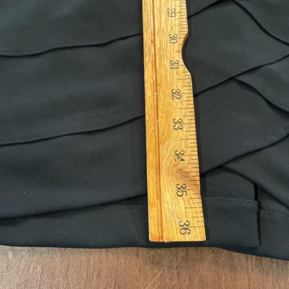 Adrianna Papell 8 Black Dress Tiered Shutter Pleat Illusion mesh Sleeve - Picture 6 of 10